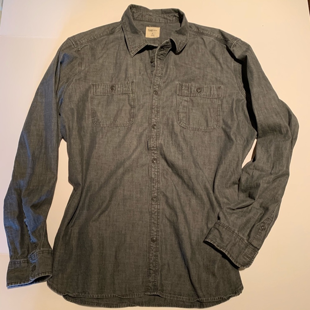 Gap Grey Denim Button Down Shirt